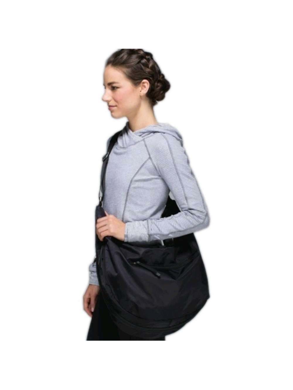 Lululemon Large Black Resolution Hobo Expandable Crossbody Sling Bag Handbag